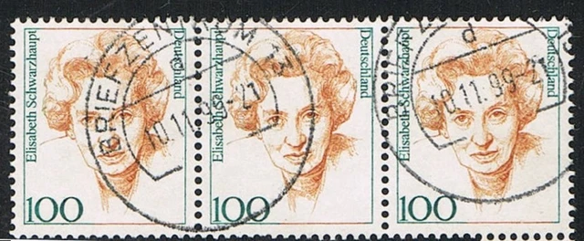 Frauen 1 DM Währung, waag 3er Streifen Mi.Nr. 1955 50Pf. gestempelt