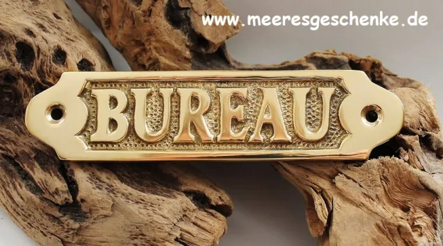 Maritimes Türschild / Messingschild "BUREAU" ca. 15 x 3,5 cm