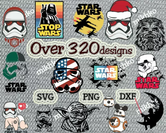 Star Wars Designs, Svg, Dxf, Png, Jpg, Over 320 Designs Bundle, Cut Files