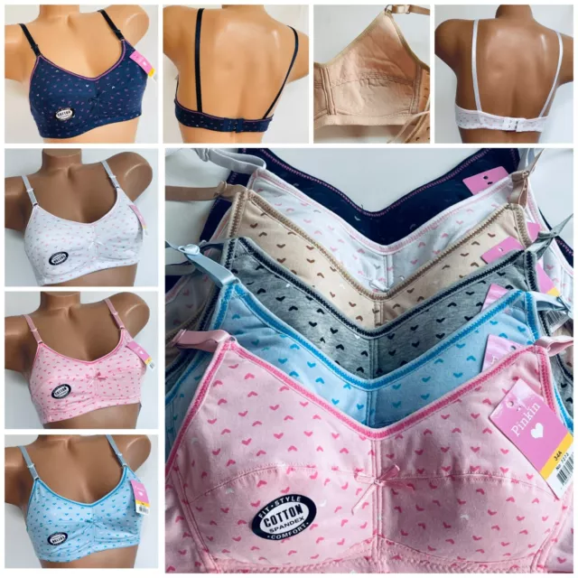 5 Pack Girls Teen Bra Girl Top Vest Sport Underwear Training Bras 12-14 Year