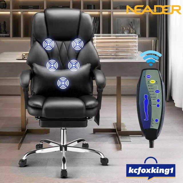 Massage Gaming Office Chair High Back PU Leather Executive Racing Armchair Black