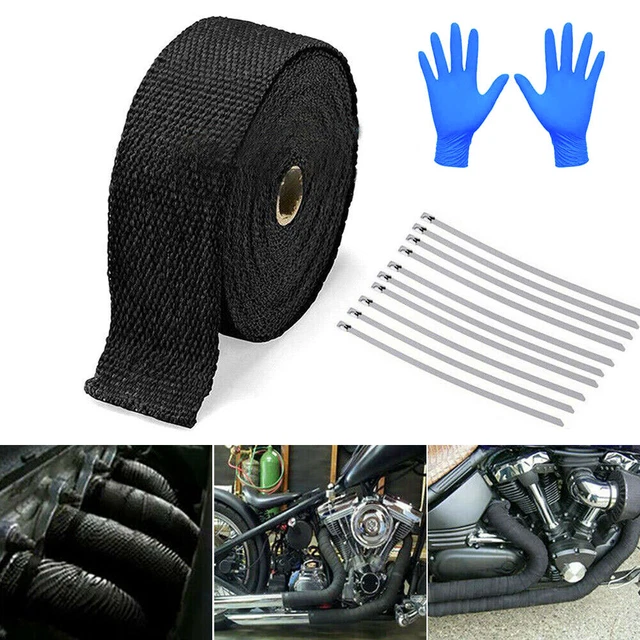 Nastro Isolamento 15m Anti Scaldamento Moto Auto Vetro Fibra Scarico Avvolgimento Calore