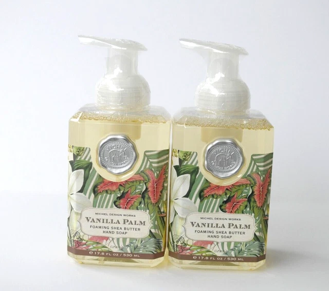 Michel Design Works VANILLA PALM Foaming Shea Butter Liquid Hand Soap 17.8 oz x2