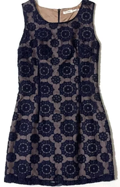 BLU PEPPER Blue Sleeveless Lined Lace Overlay Back Zip Dress Women's Size S