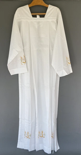 6ºCamice Sacerdotale In Terital E Cotone con Ancora ricamata