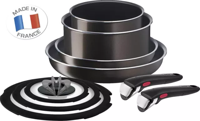 Tefal Ingenio 9 Pc Non Stick Cookware Set Brown T-fal NEO Pans Removable Handle