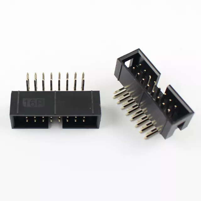 200Pcs 2.54mm 2x8 Pin 16 Pin Right Angle Male Shrouded IDC Box Header Connector