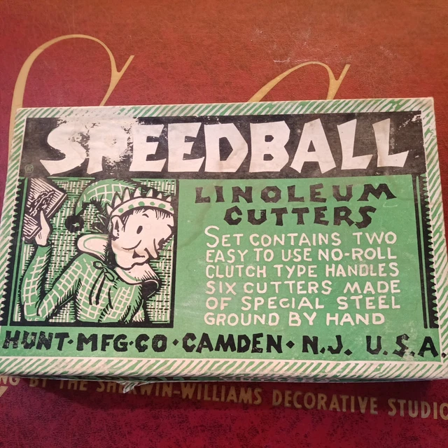 Cortador de linóleo vintage SPEEDBALL con 6 cuchillas  
