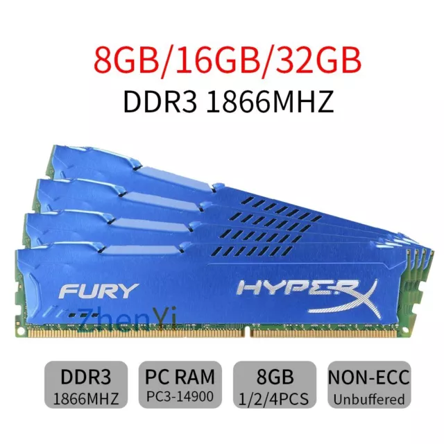 32Go 16GO 8Go DDR3 1866MHz PC3-14900 CL11 240Pin bureau RAM pour HyperX FURY FR