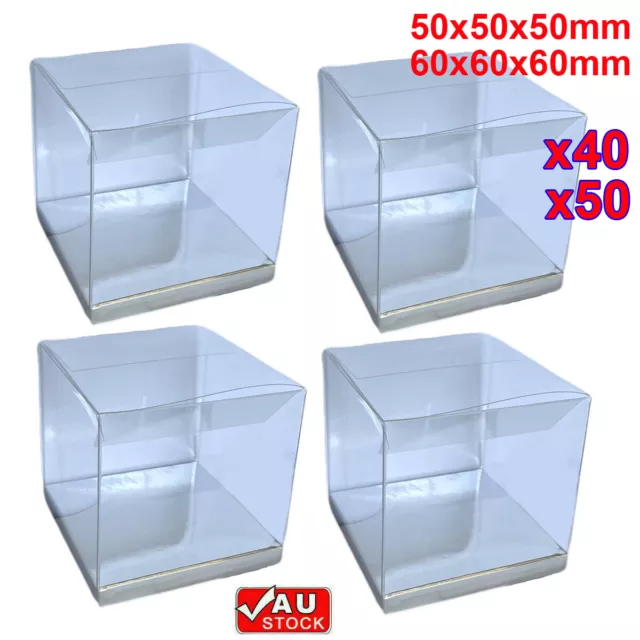 CLEAR PVC Gift Boxes Plastic Cube Transparent Display Case Square Box With Base