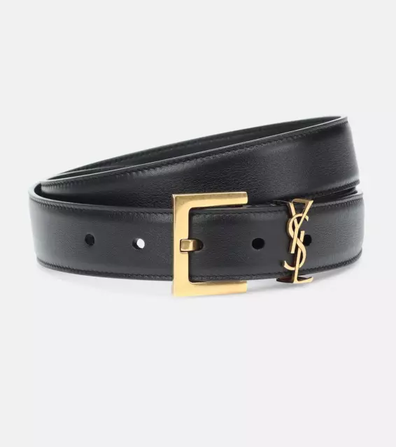 Yves Saint Laurent (size 95) YSL Logo thin Leather Belt Cassandre size 95