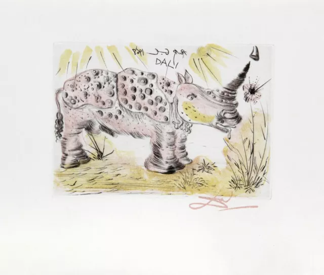 Salvador Dali, Rhinoceros, Restrike Etching, signed in the plate