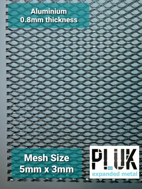 DIFFERENT SIZE Sheets of Expanded Aluminium Metal Mesh Size 5mm x 3mm 0.8mm