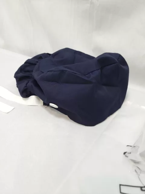 Medicaps Navy Satin Lined Medicap for Ponytail