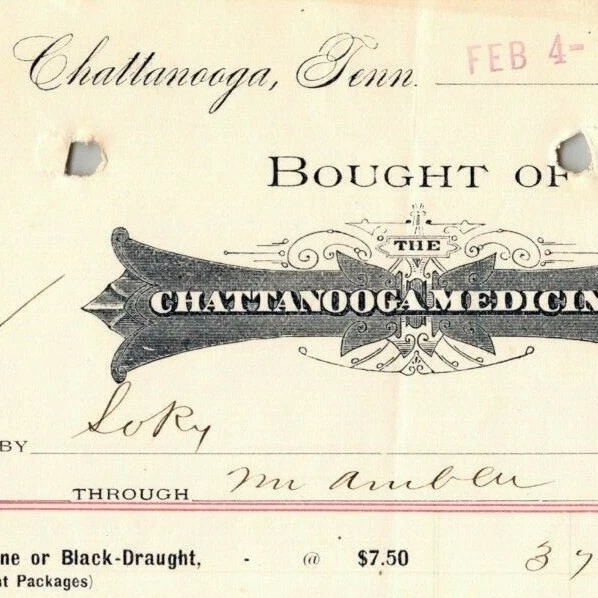 1899 Letterhead Billhead Chattanooga Medicine Co. - Ephraim Baker*