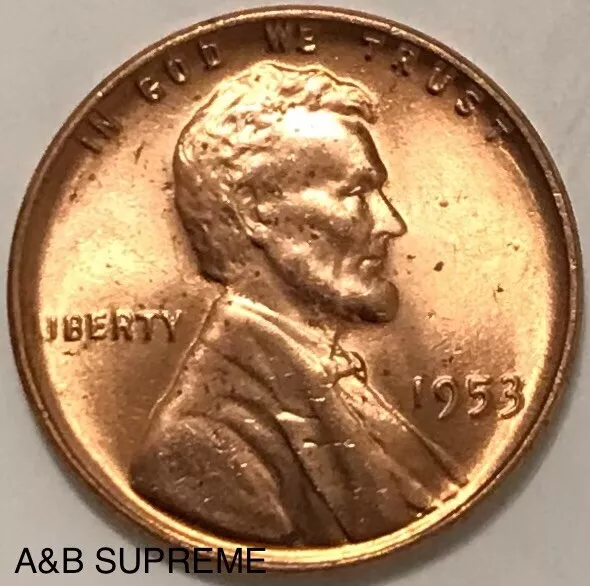 1953 Lincoln Wheat Cent Bronze Penny Bu Uncirculated