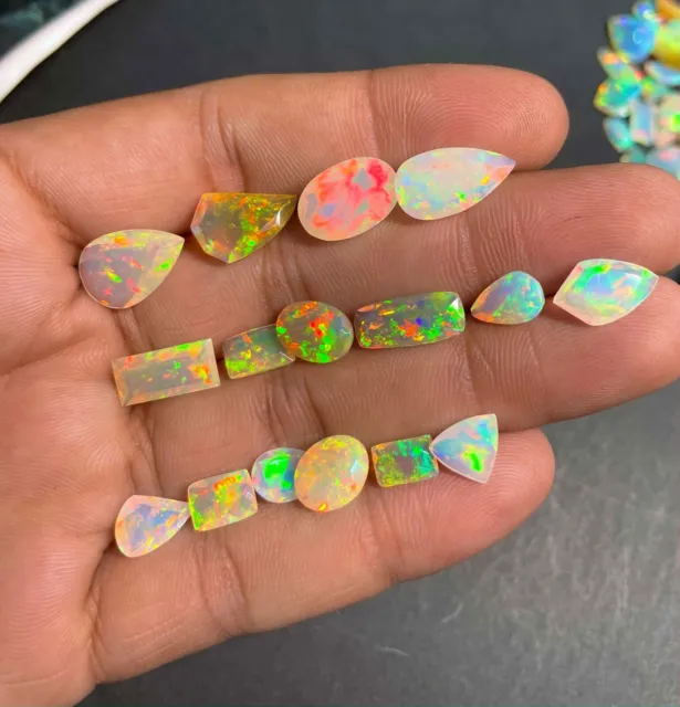 Opal Cut, AAAA Natural opal Faceted Gemstone, Ethiopian Opal Cut loose Stone Lot 2