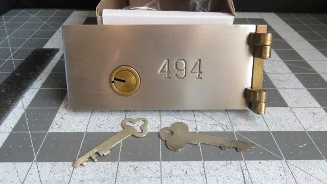Antique L.L. Bates 1886 Safety Deposit Box Door, Hinges 1 Op & 1 Guard Key #494