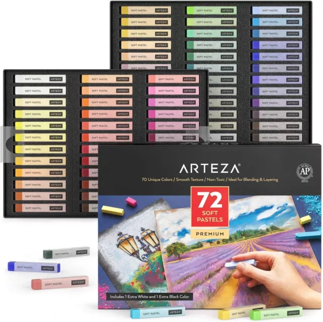 Arteza 72-Piece Artist Grade Soft Pastels Set for Arts Crafts Drawing