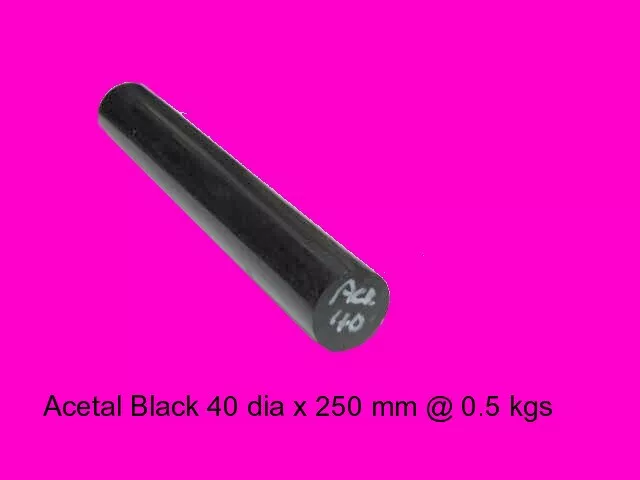 Acetal Black ( Delrin ) 40 dia x 250 mm-Model Engineering Plastic Steam