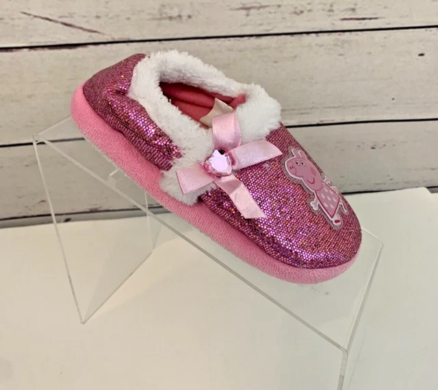 Peppa Pig Toddler Youth X-Large Slippers Shoes Slip Ons Pink Length 7.5" Nice