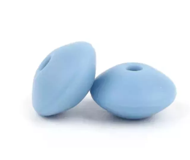 20x 12mm Lentil Silicone Beads Diy Dummy Clips UK SELLER (powder Blue)