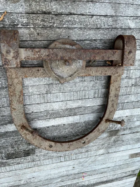 Vintage Old  U Shaped cast iron & Steel Barn Door Rollers Hangers Set 2