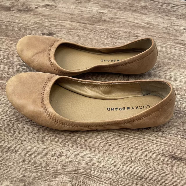 Lucky Brand Emmie Ballet Flat Cognac Leather Size 7.5