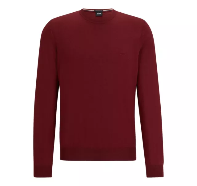 Boss Men's Sweater Crew-Neck IN Wool Regular Fit BANG-L 50476364 Red Dark