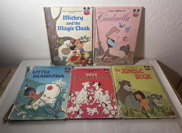 Walt Disney Wonderful World Of Reading Books Lot Of 5 Vintage Mickey Cinderella