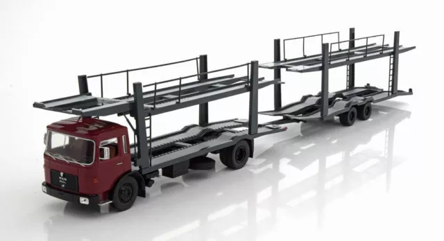 IXO 1/43 TTRX007 MAN Transporteur voiture+remorque 1970 Dark Red Rouge foncé NLA