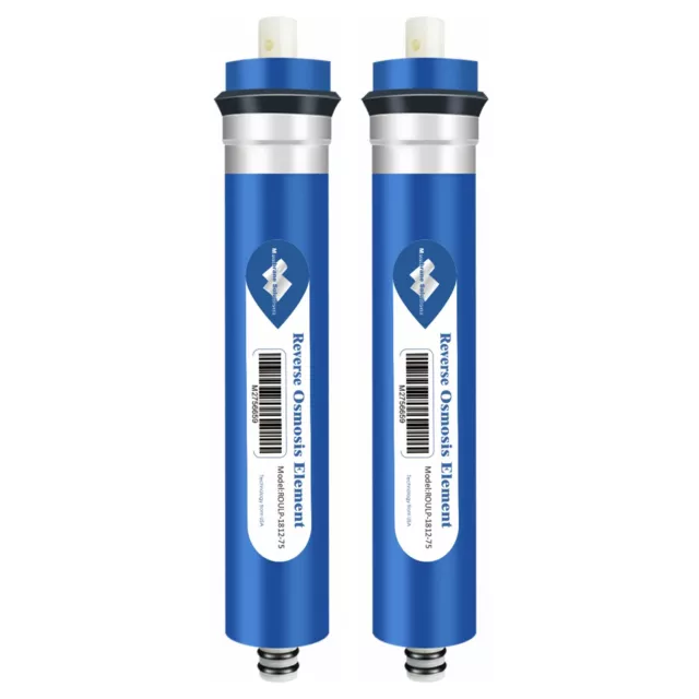 2 Pack 50/75 GPD RO Membrane Reverse Osmosis Purifier Water Filter Replacement