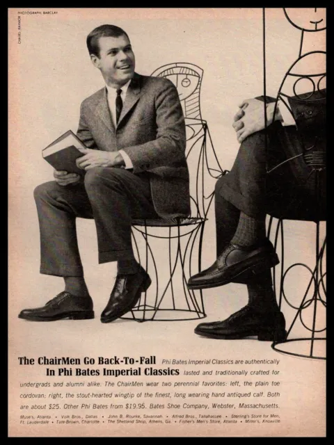 1963 Phil Bates Imperial Classic Wingtip Dress Shoes Webster MA Vintage Print Ad