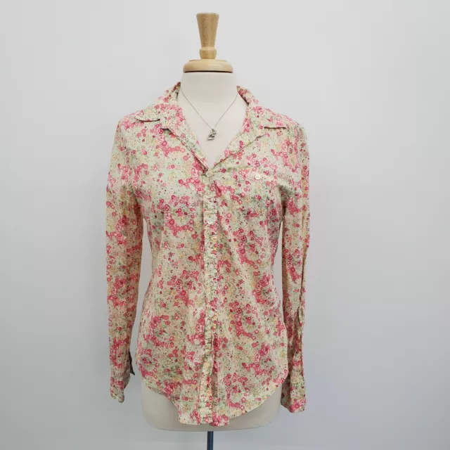 Blusa para mujer American Eagle floral con botones manga larga talla L rosa verde