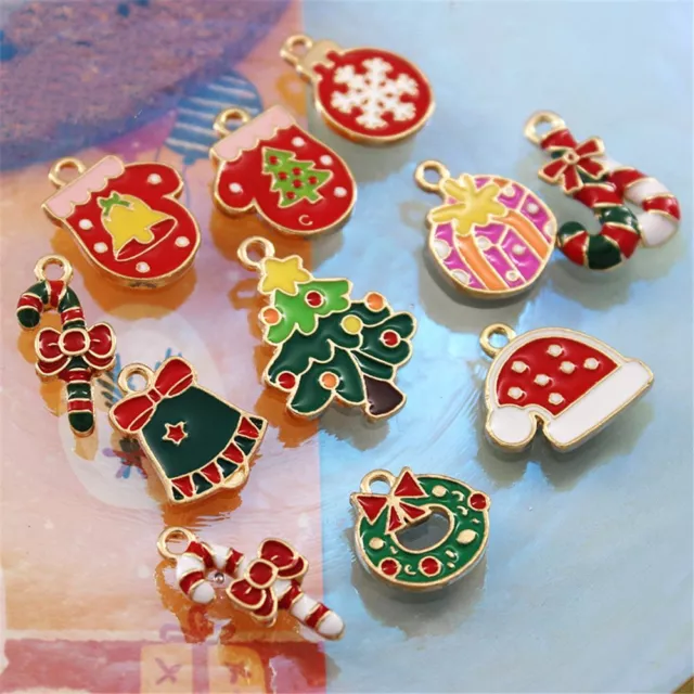 for DIY Bracelet Necklace Christmas Enamel Pendants Drop Ornaments Alloy Charm