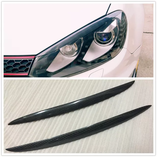 Headlight Eyelid Eyebrow Trim For VW Golf 6 GTI GTD MK6 2008-2013 Carbon Look