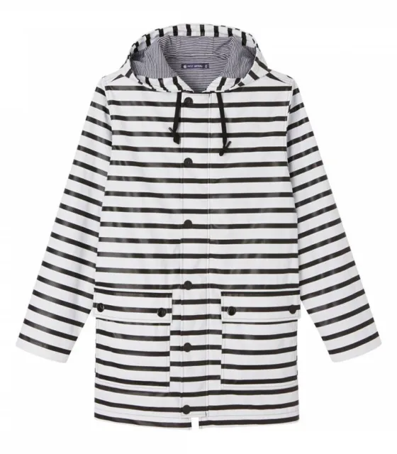Petit Bateau Womens Striped Raincoat - Black / White. Size: Large (£168rrp!!)