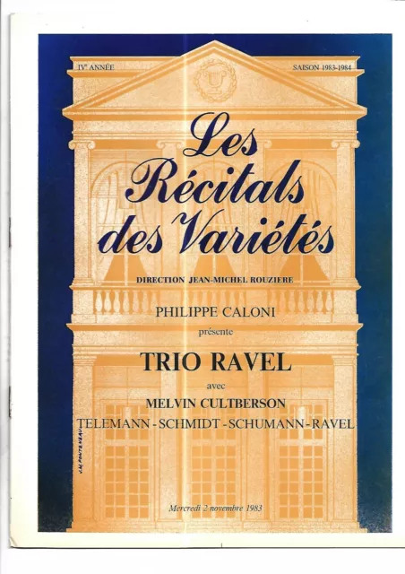 1983. Programme. Théâtre des Variétés. Musique. Trio Ravel. Violon. Violoncelle.