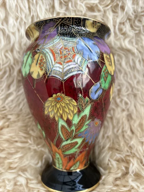 Crown Devon Art Deco Cobweb VASE - 6.3' INCHES