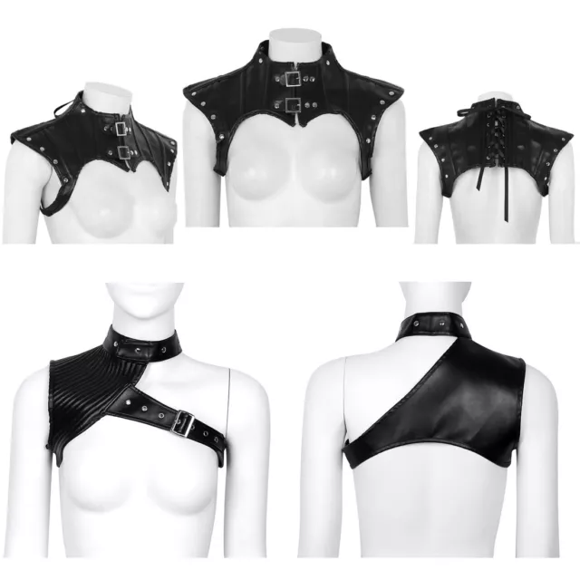 Women PU Leather Shoulder Chest Harness Corset Tops Punk Gothic Costume Lingerie