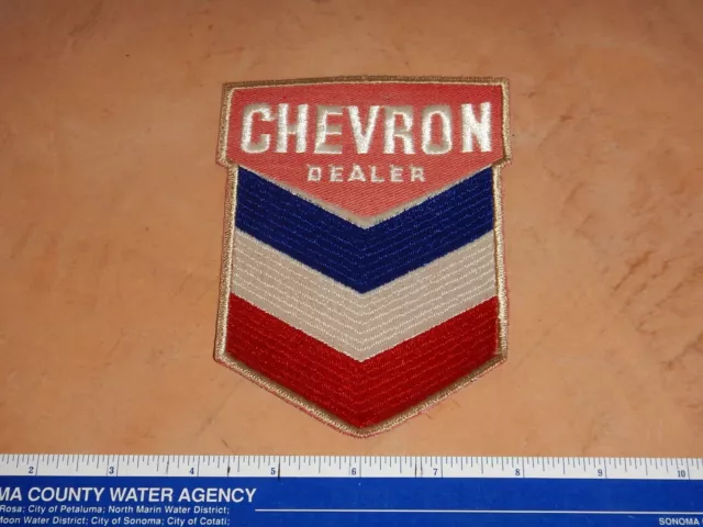 Vintage, Original Large Chevron Dealer - Gas & Oil Patch, 4 1/8" X 5 5/8"