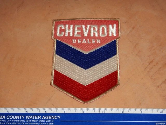 Vintage, Original Large Chevron Dealer - Gas & Oil Patch, 4 1/8" X 5 5/8"