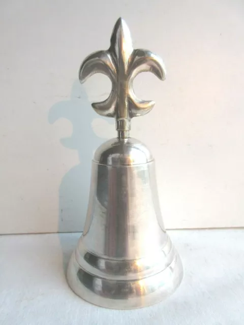 Superbe cloche de table en bronze argenté de qualité, avec une fleur de lys