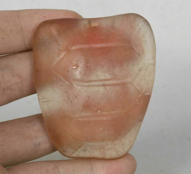 2.2" China Hongshan Culture Old red Crystal Carved turtle shell Amulet Pendant