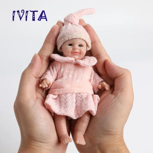 Mini muñeca de silicona de cuerpo completo prematuro para bebé niña de 5,5"" juguete para niños pequeños