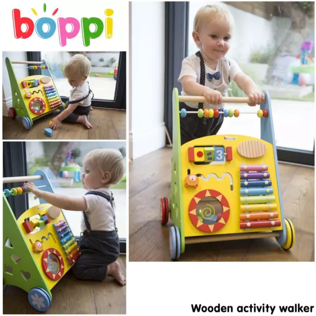 Wooden Activity Walker Push Along for Babies & Toddlers - 9-18 Months - boppi 2
