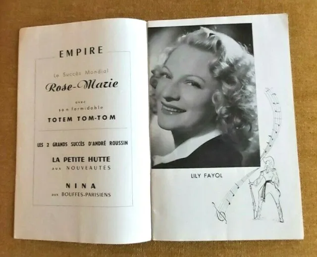 Ancien Programme de Théâtre du CHATELET de 1950 ANNIE DU FAR WEST M LEHMANN 2