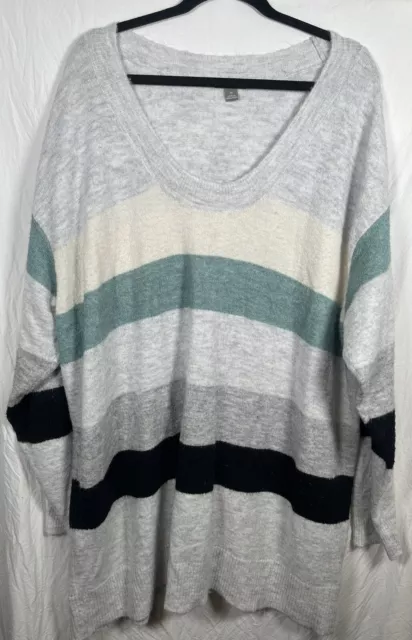 Falls Creek Long Sleeve Striped  Sweater Multicolored Plus Size 3X Oversized