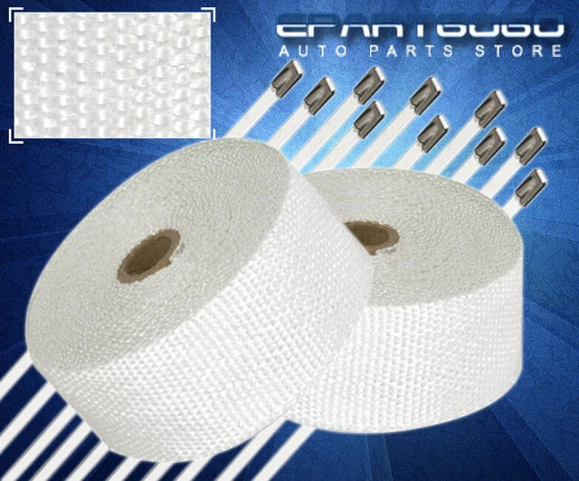 30 Foot Header Pipe Cat Heat Cover Wrap+Stainless Tie White