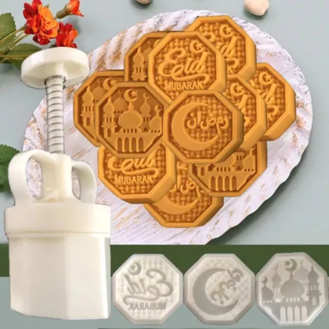 Octagon Eid Mubarak Cookie Stamps Set Plastic Moon Cake Mold   Festival
